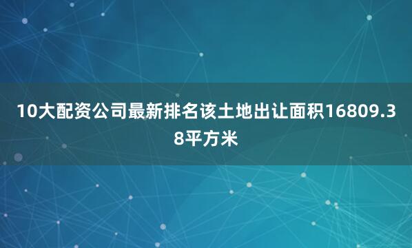 10大配资公司最新排名该土地出让面积16809.38平方米